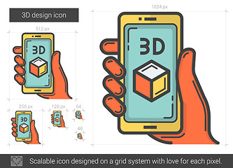 Image showing Three d design line icon.