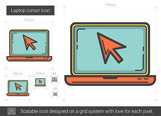 Image showing Laptop cursor line icon.