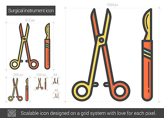 Image showing Surgical instruments line icon.