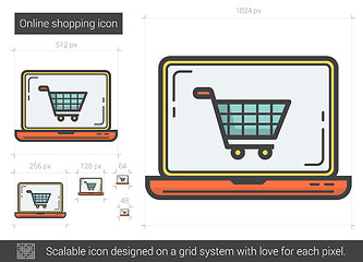 Image showing Online shopping line icon.