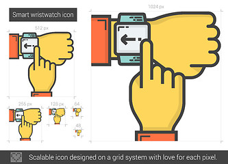 Image showing Smart wristwatch line icon.