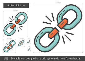 Image showing Broken link line icon.