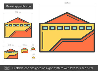 Image showing Growing graph line icon.