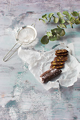 Image showing The cookies on wooden table background