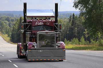 Image showing Peterbilt 359 Truck on Scenic Highway