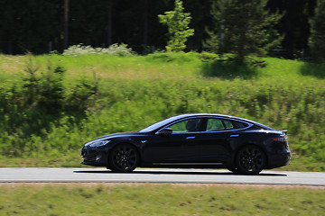 Image showing Tesla Model S Electric Car on the Road