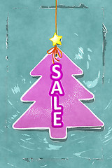 Image showing pink water color christmas tree tag sale