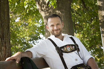 Image showing bavarian tradition man in the grass