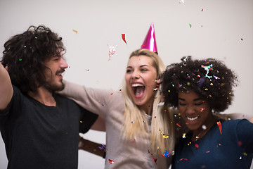 Image showing confetti party multiethnic group of people