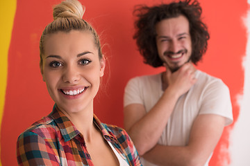 Image showing couple in love  over color background