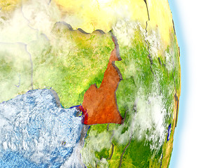 Image showing Cameroon in red on Earth