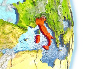 Image showing Italy in red on Earth