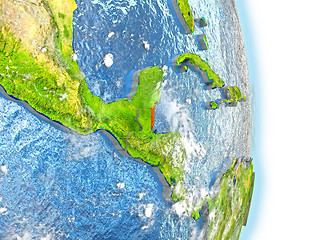 Image showing Belize in red on Earth