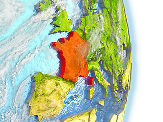 Image showing France in red on Earth