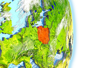 Image showing Poland in red on Earth