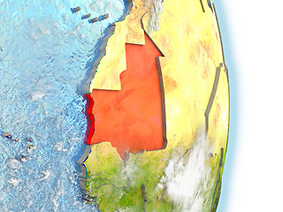 Image showing Mauritania in red on Earth