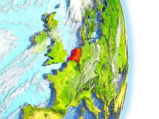 Image showing Netherlands in red on Earth