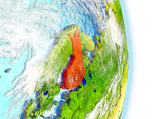 Image showing Finland in red on Earth