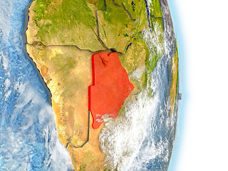 Image showing Botswana in red on Earth