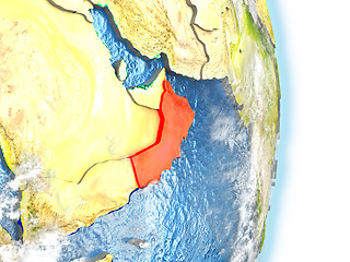 Image showing Oman in red on Earth