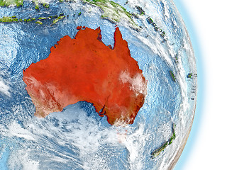 Image showing Australia in red on Earth