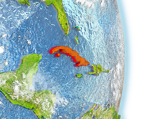 Image showing Cuba in red on Earth