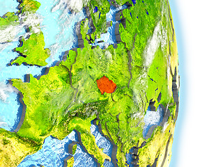 Image showing Czech republic in red on Earth