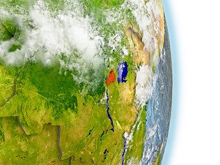 Image showing Rwanda in red on Earth