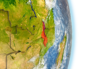 Image showing Malawi in red on Earth