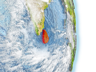 Image showing Sri Lanka in red on Earth
