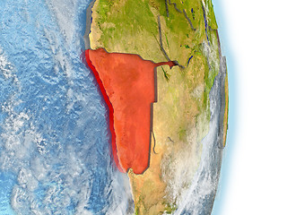 Image showing Namibia in red on Earth