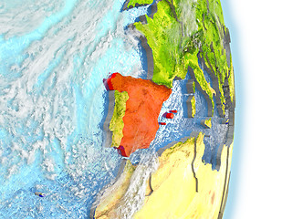 Image showing Spain in red on Earth