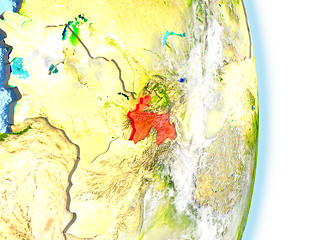 Image showing Tajikistan in red on Earth