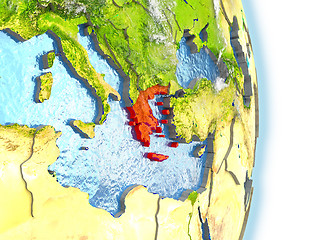 Image showing Greece in red on Earth