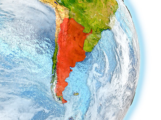 Image showing Argentina in red on Earth