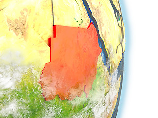 Image showing Sudan in red on Earth