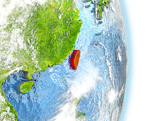 Image showing Taiwan in red on Earth