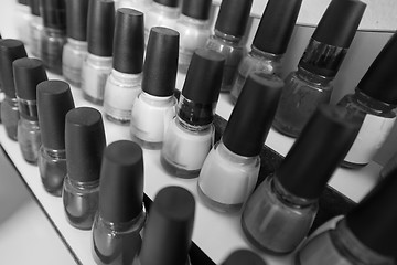 Image showing Set of different bottles of nail polish