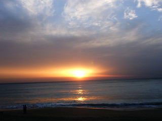 Image showing sunset on the beach