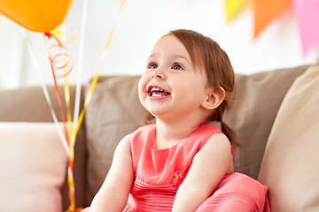 Image showing happy baby girl on birthday party at home