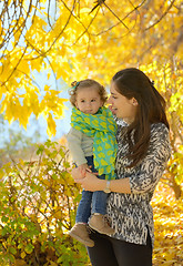 Image showing Mother and daughter in autumn park