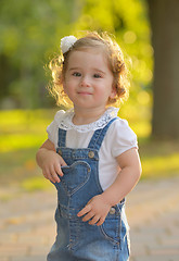 Image showing Happy little girl in autumn park