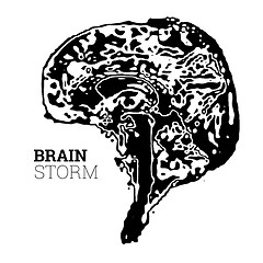 Image showing The brain in the form of a topographic map. The concept of modern technology, data transfer between neurons.