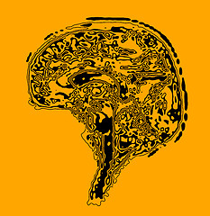 Image showing The brain in the form of a topographic map. The concept of modern technology, data transfer between neurons.