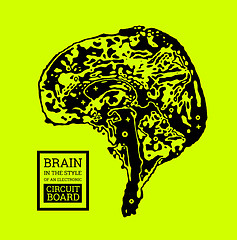Image showing The brain is in the form of a topographic map or an electronic printed circuit board