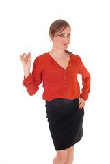 Image showing Business woman giving OK sign.