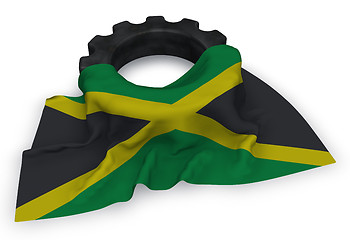 Image showing gear wheel and flag of jamaica - 3d rendering