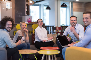 Image showing Startup Business Team At A Meeting at modern office building