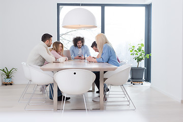 Image showing Startup Business Team At A Meeting at modern office building