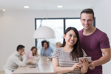 Image showing Startup Business Team At A Meeting at modern office building